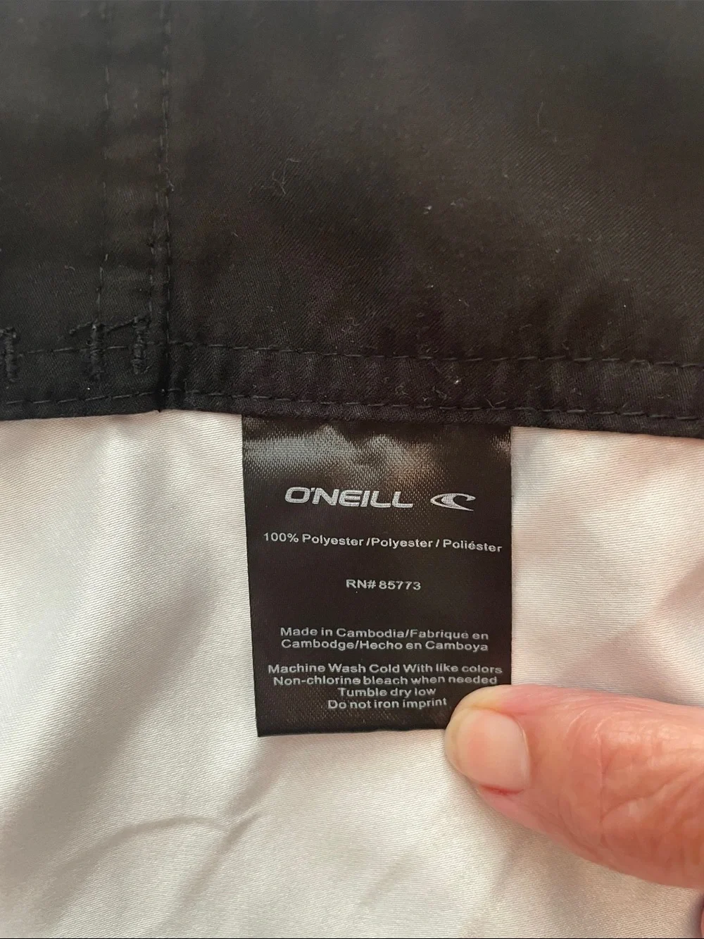 O’Neill Men's Black and Gray Striped Swim Board Shorts
